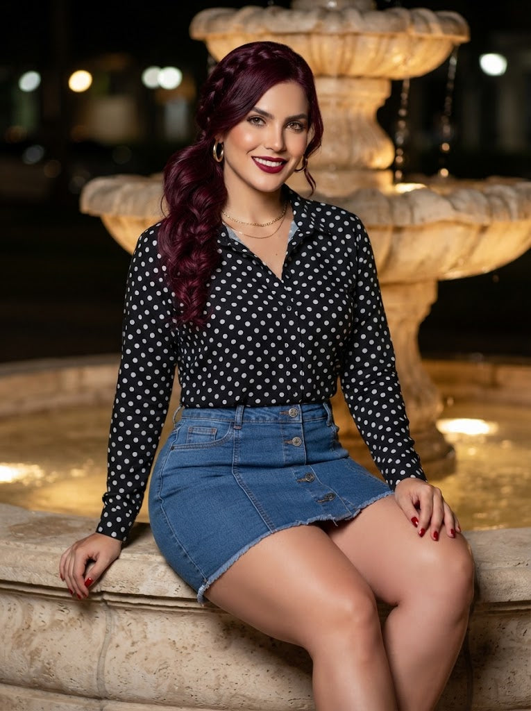 Camisa Clásica de Lunares "Black & White" - Estilo Versátil y Sofisticado
