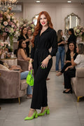 Conjunto Elegante de Blusón con Cinto y Pantalón Wide Leg