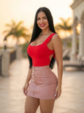 Blusa Elegante de Tela Suave con Detalle de Lazo en la Espalda- Rojo