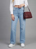 Pantalón Jeans Wide Leg Tiro Alto - Azul Claro | Se Busca