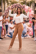 Pantalón de Vestir Elegante con Cinturón Incluido - Marrón claro