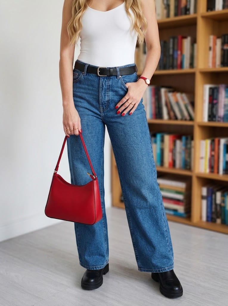 Pantalón Jean Wide Leg Azul Clásico Tiro Alto - SE BUSCA