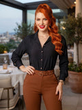 Camisa Elegante Texturizada en Negro Oscuro con Botones Detallados