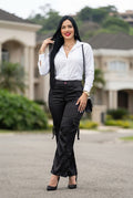 Pantalón Cargo Satinado de Lujo – Estilo y Versatilidad - Negro