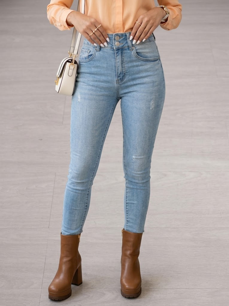 Pantalón Jean Skinny Tiro Alto Hammer - Azul Claro