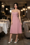 Vestido Midi Sofisticado Rosado