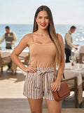 Camisa Básica con Ribete de Encaje- Tono Tierra / Neutro