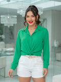 Blusa Nudo Frontal "Esmeralda" - Elegancia Vibrante