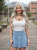Body Blanco con Escote Cuadrado y Tirantes Anchos - Jument