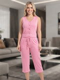 Pijama Capri Cómoda de Dos Piezas (Top Sin Mangas y Capri)