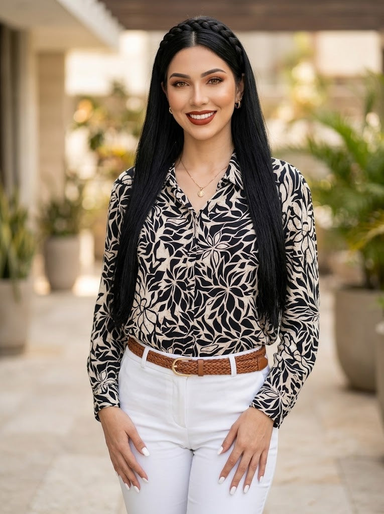 Camisa Camisera con Estampado Orgánico – Colección Sofisticación Urbana