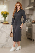 Vestido Midi Camisero Elegance con Cinto Fino
