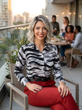 Blusa Manga Larga Animal Print Zebra Chic — Colección Moderna