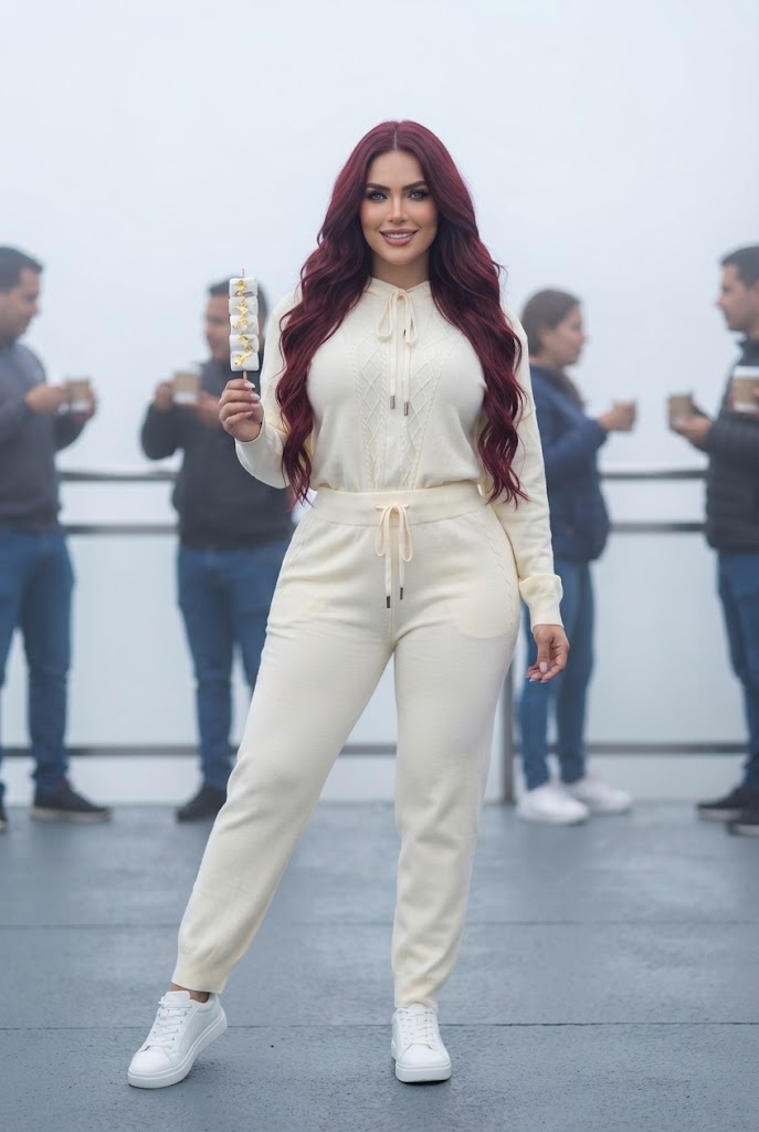 Conjunto Deportivo de Punto con Capucha y Cordones (Suéter + Pantalón)