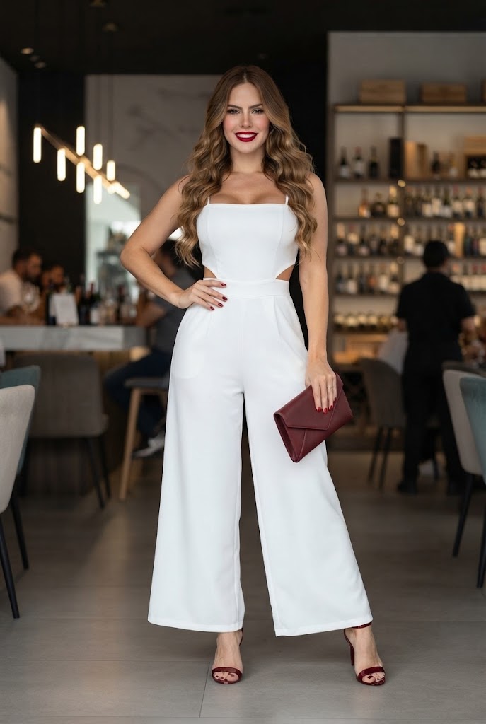 Enterizo Largo Elegante con Aberturas Laterales y Escote Recto