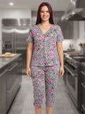 Pijama Capri de Dos Piezas con Estampado Floral en Tonos Rosas