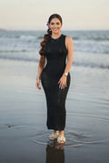 Vestido Maxi de Punto Calado "Noche de Verano" - Negro