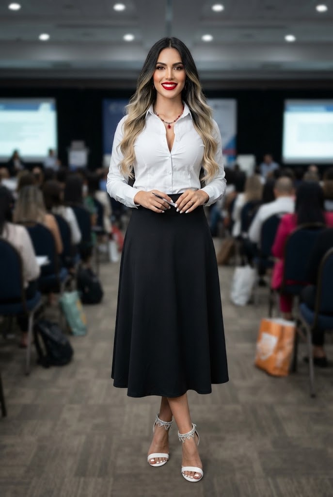 Falda Midi Elegante Satinada de Corte Acampanado- Negra