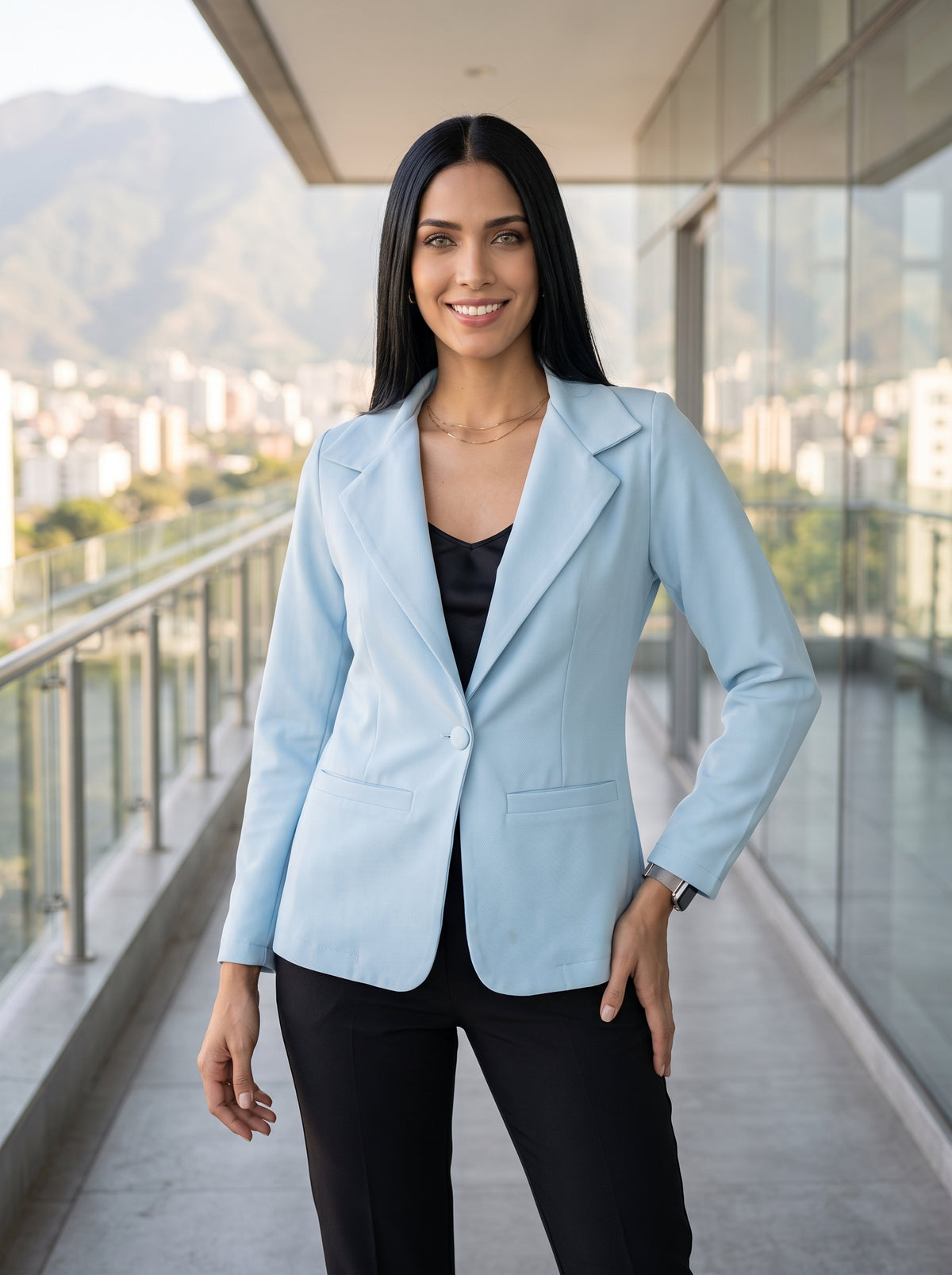 Blazer Unicolor, Azul Celeste