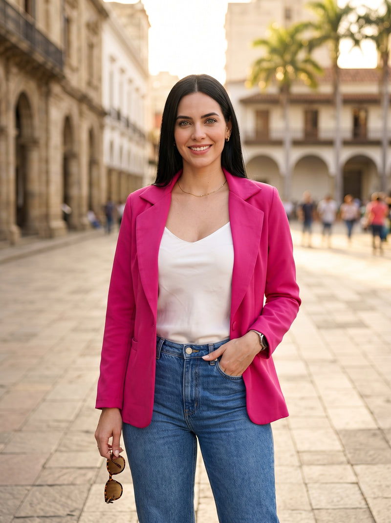 Blazer Unicolor, Fucsia