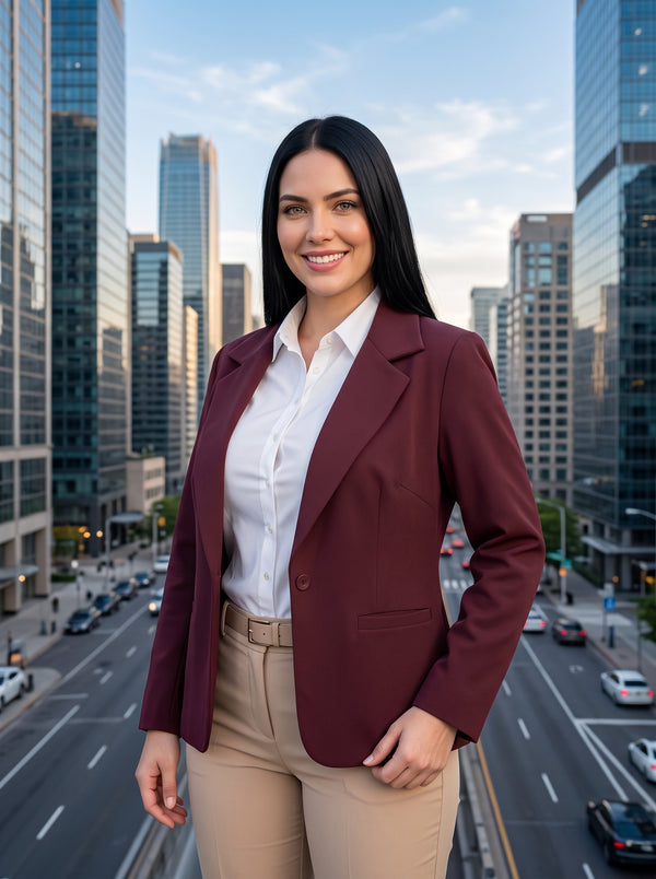 Blazer Unicolor, Vino Tinto