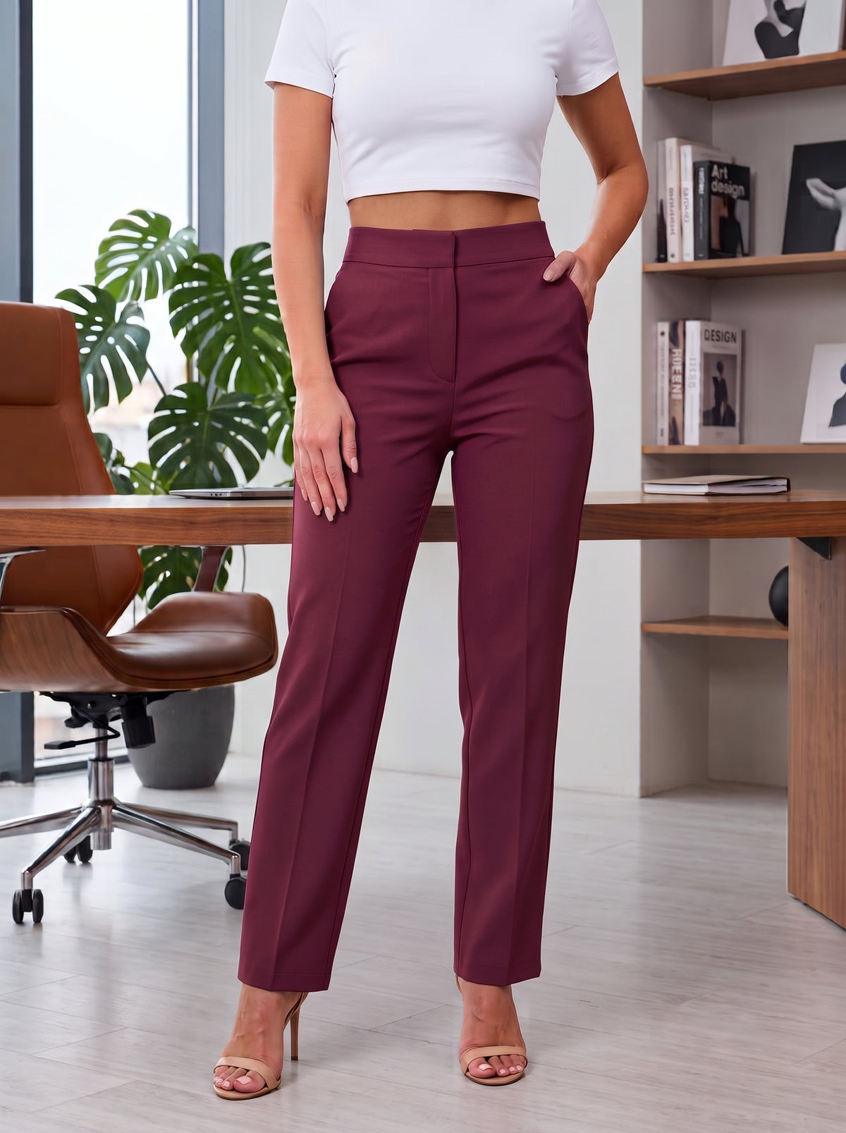 Pantalon De Vestir, Vino Tinto