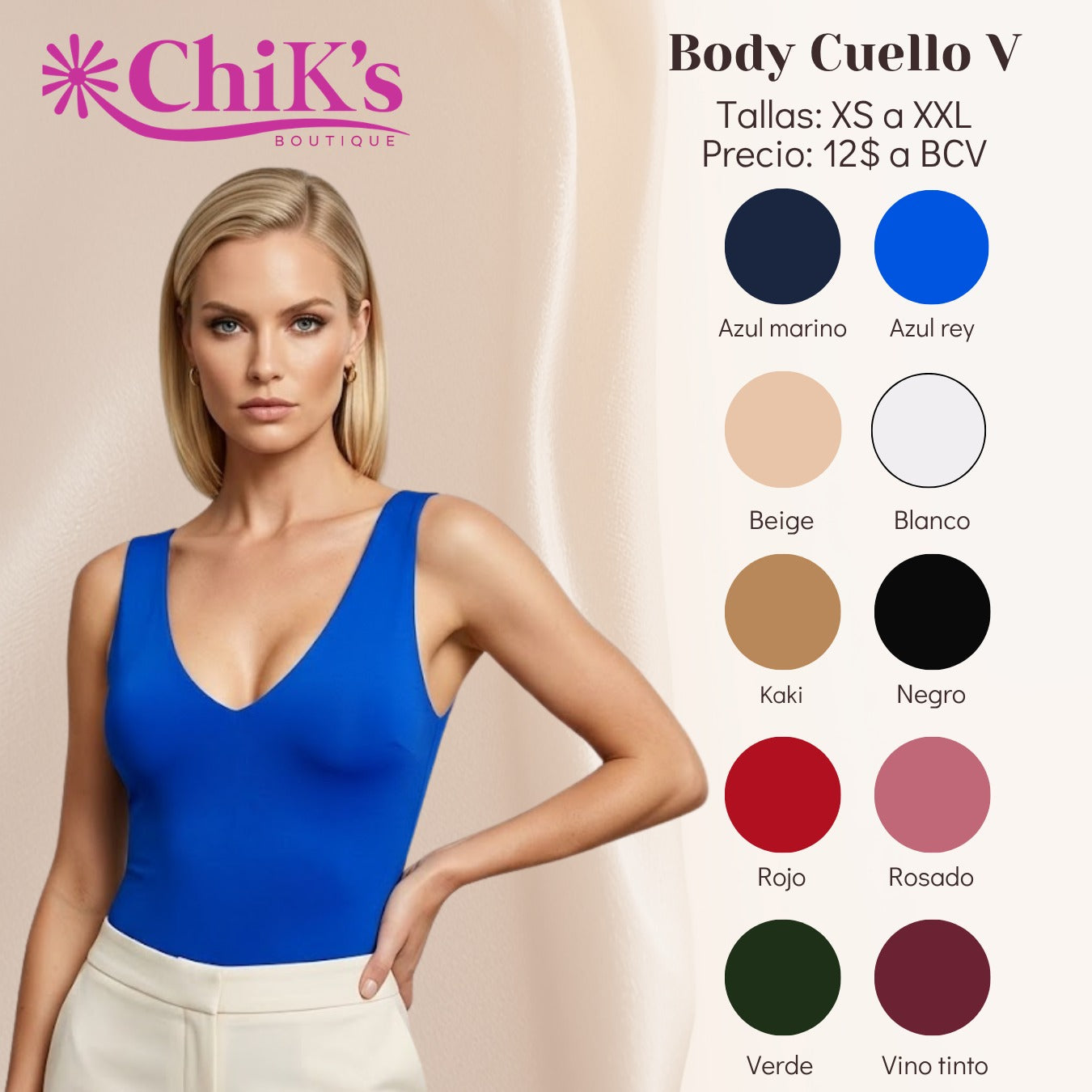 Body Sin manga Cuello V, 10 Colores