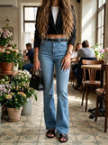 Pantalón Jeans Bota Ancha Tiro Alto – Azul Claro Clásico